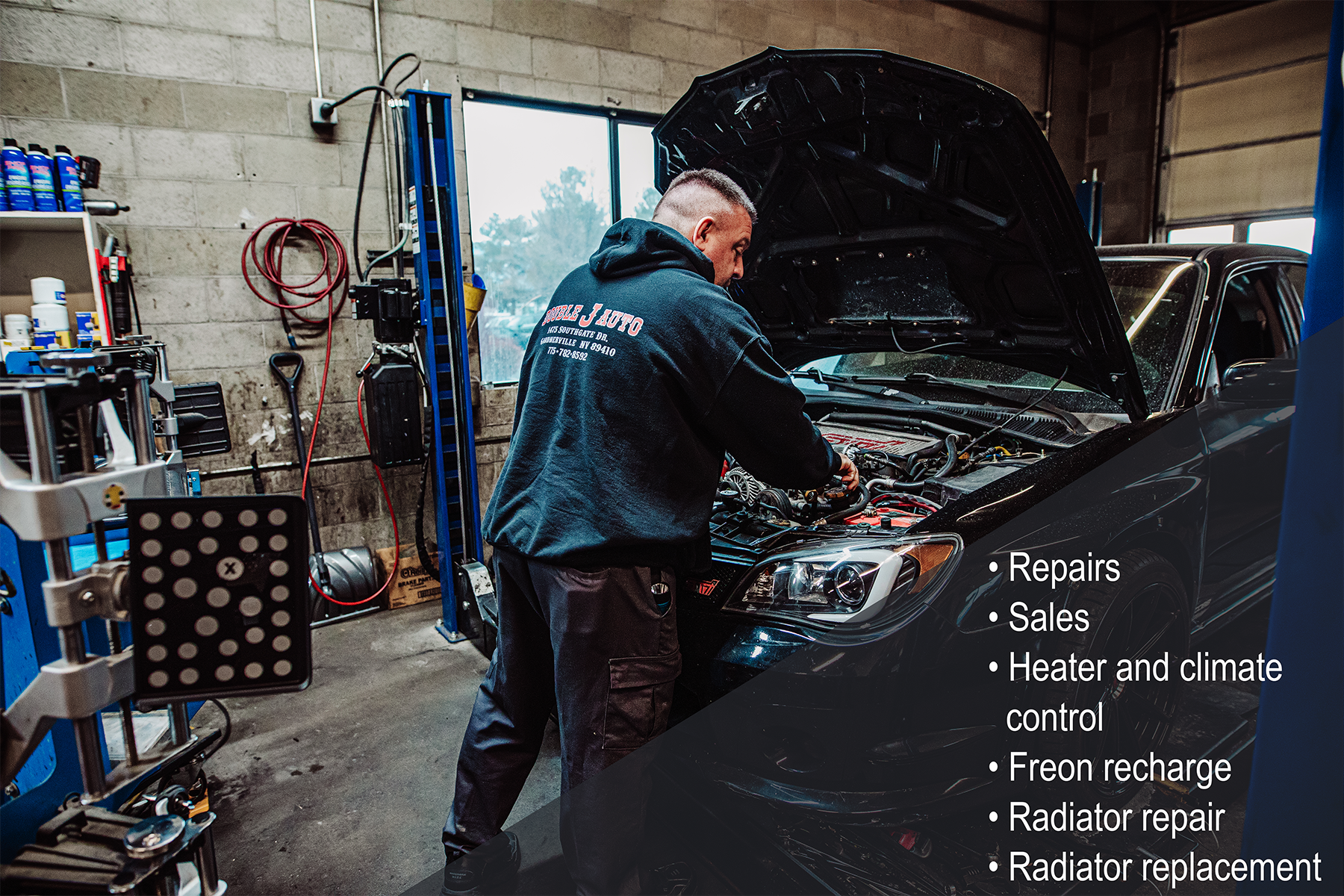 • Repairs  • Sales  • Heater and climate control  • Freon recharge  • Radiator repair  • Radiator replacement